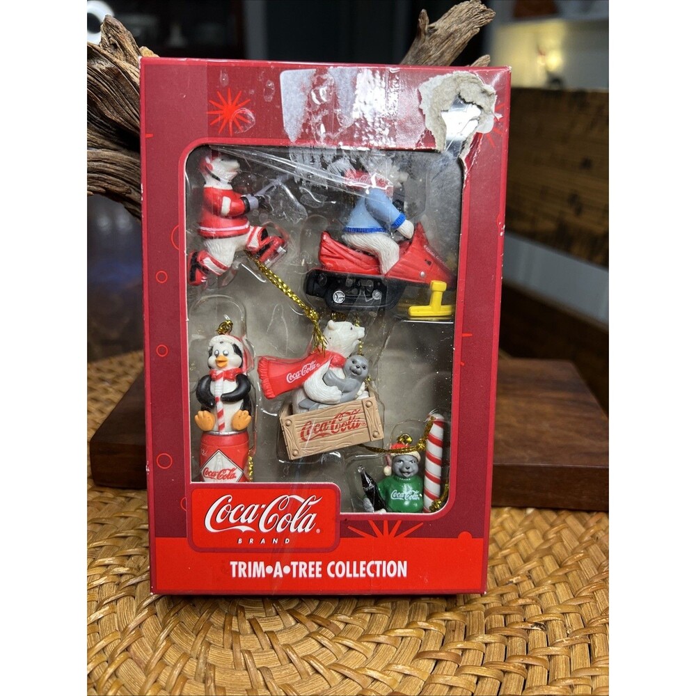 Coca~Cola-Trim•A•Tree Collection Christmas Tree Miniature Ornaments with box